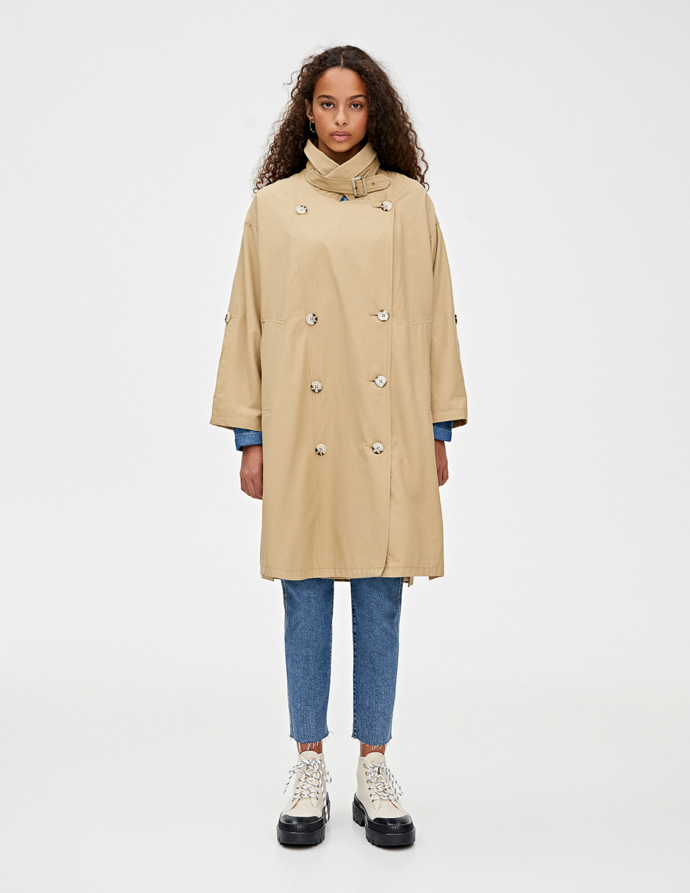 

Плащ PULL & BEAR Ж1055930 (9750/304/756) цвет бежевый S