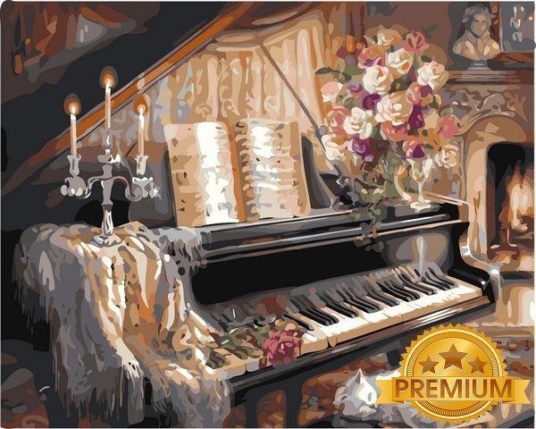 

Картина по номерам 40×50 см. Babylon Premium (цветной холст + лак) Музыкальный вечер у камина Художник Гибсон Джуди (NB 124)