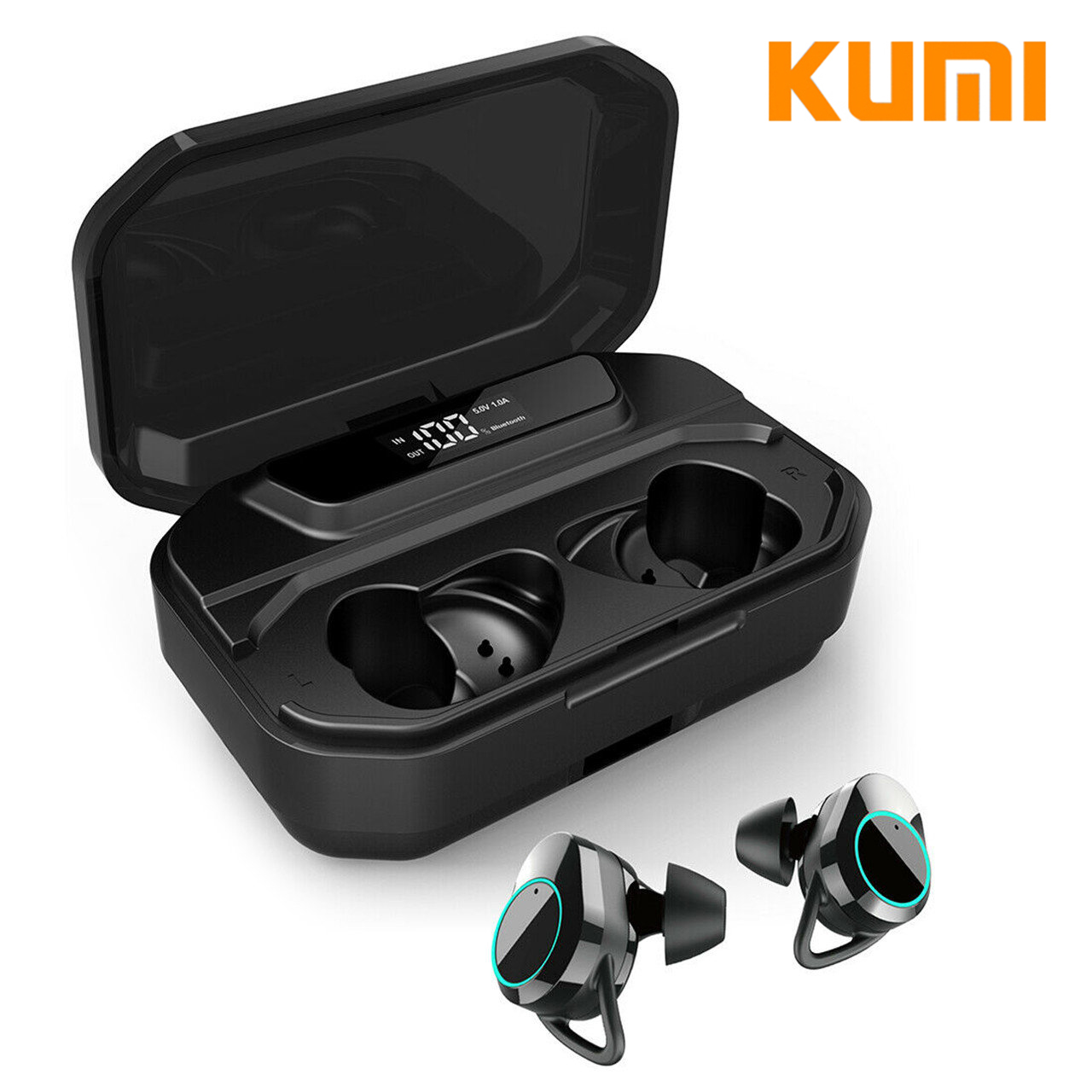 

Беспроводная гарнитура KUMI T3S Black Bluetooth 5.0 влагозащищенная сенсорная с зарядным кейсом