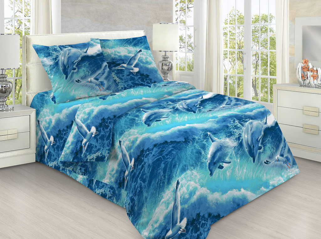 

Комплект постельного белья Дельфинарий 3D CottonTwill 1.5-спальный 150х220 см Бязь (РБ049-2)
