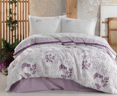 

Покрывало стеганное хлопковое с наволочками Aran Aran Clasy 240x260 Lavenda Бело-сиреневый (SKL53-276763)