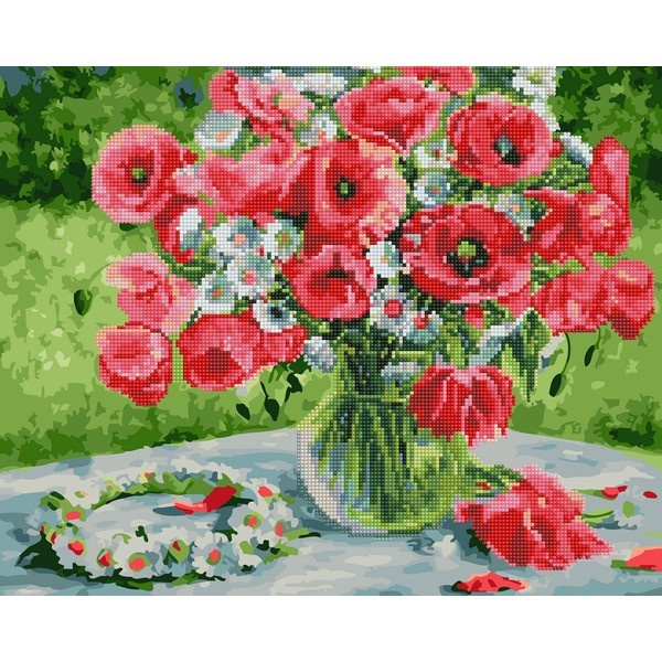 

Алмазная живопись Brushme 40*50 Маки и венок из ромашек