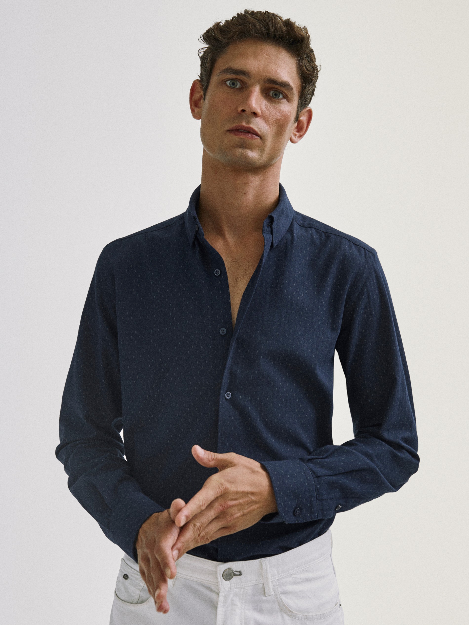 

Рубашка Massimo Dutti  Синяя 04801680, Рубашка Massimo Dutti M Синяя 04801680