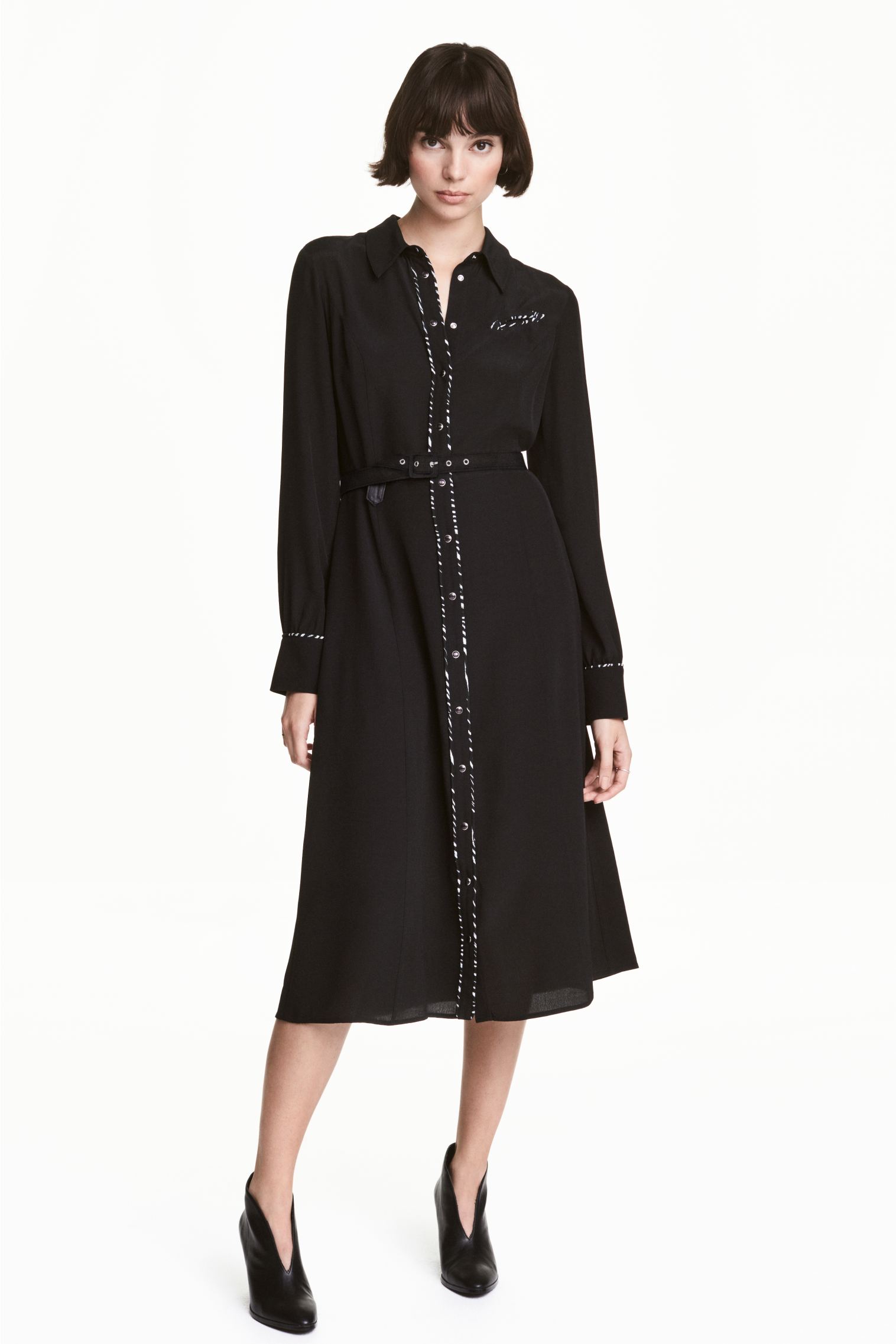 

Платье рубашка H&M 40 черный 19024934615