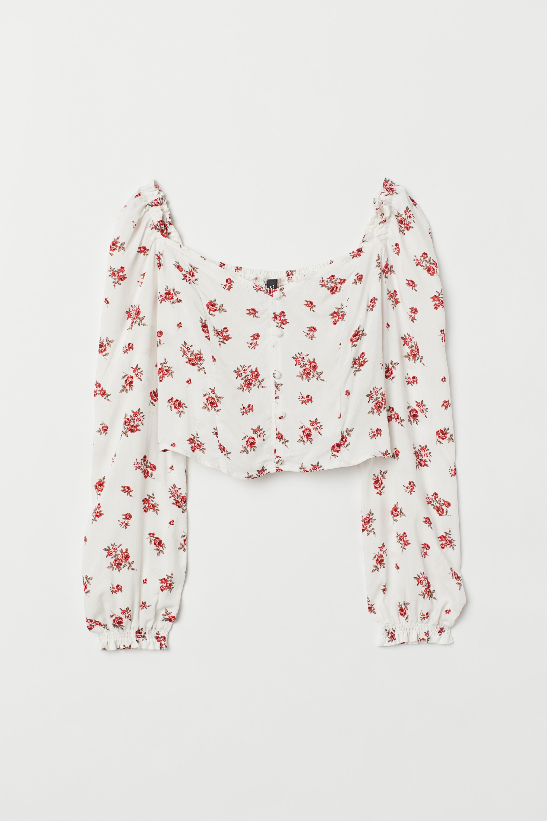 

Блуза H&M 40 белый цветы 7532799