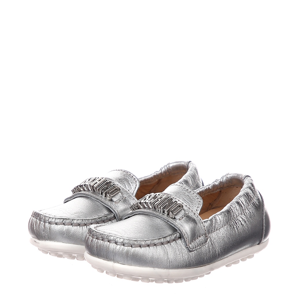 

Мокасины Moschino 25574 laminato argento 20 серый