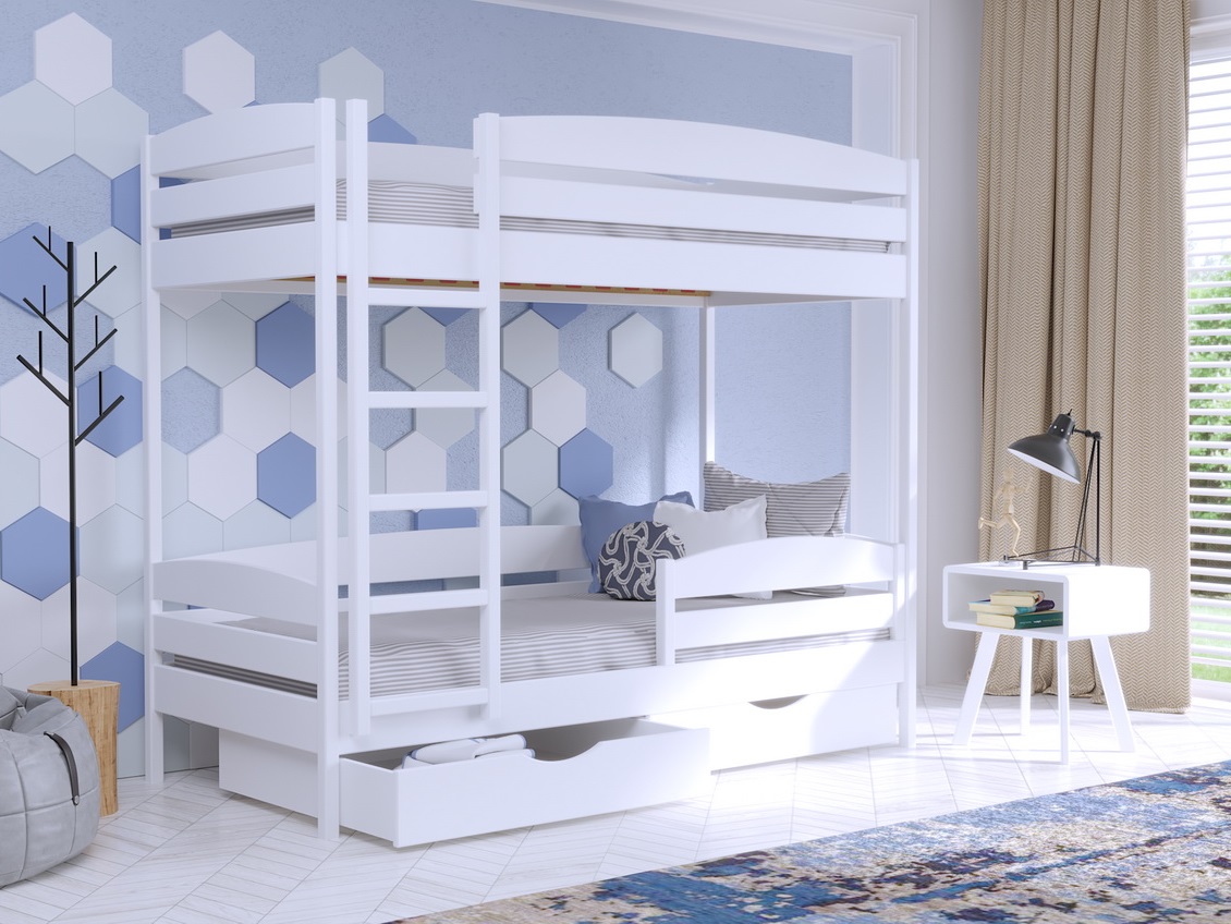 

Двухъярусная кровать 90х200 Без ящиков и бортика Estella Дуэт Плюс Белый (Щит-107) Л2.5