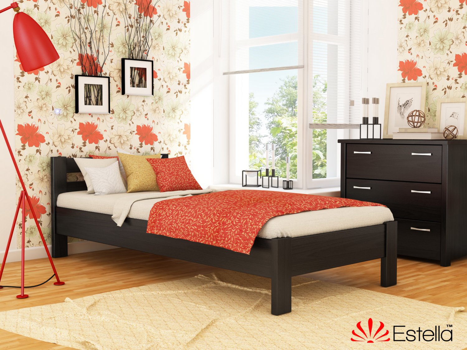 

Кровать односпальная деревянная 90х200 Estella Рената Венге (Массив-106) Л4