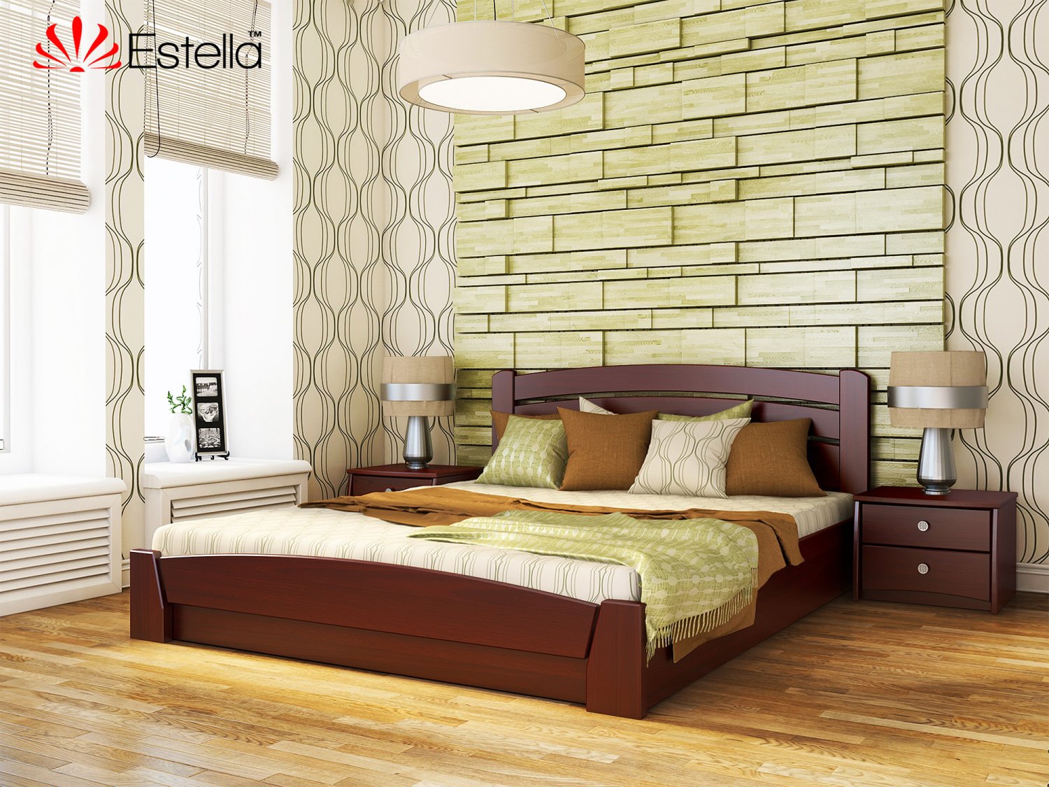 

Кровать двуспальная деревянная 140х190 Estella Селена Аури Махонь (Массив-104) Л4