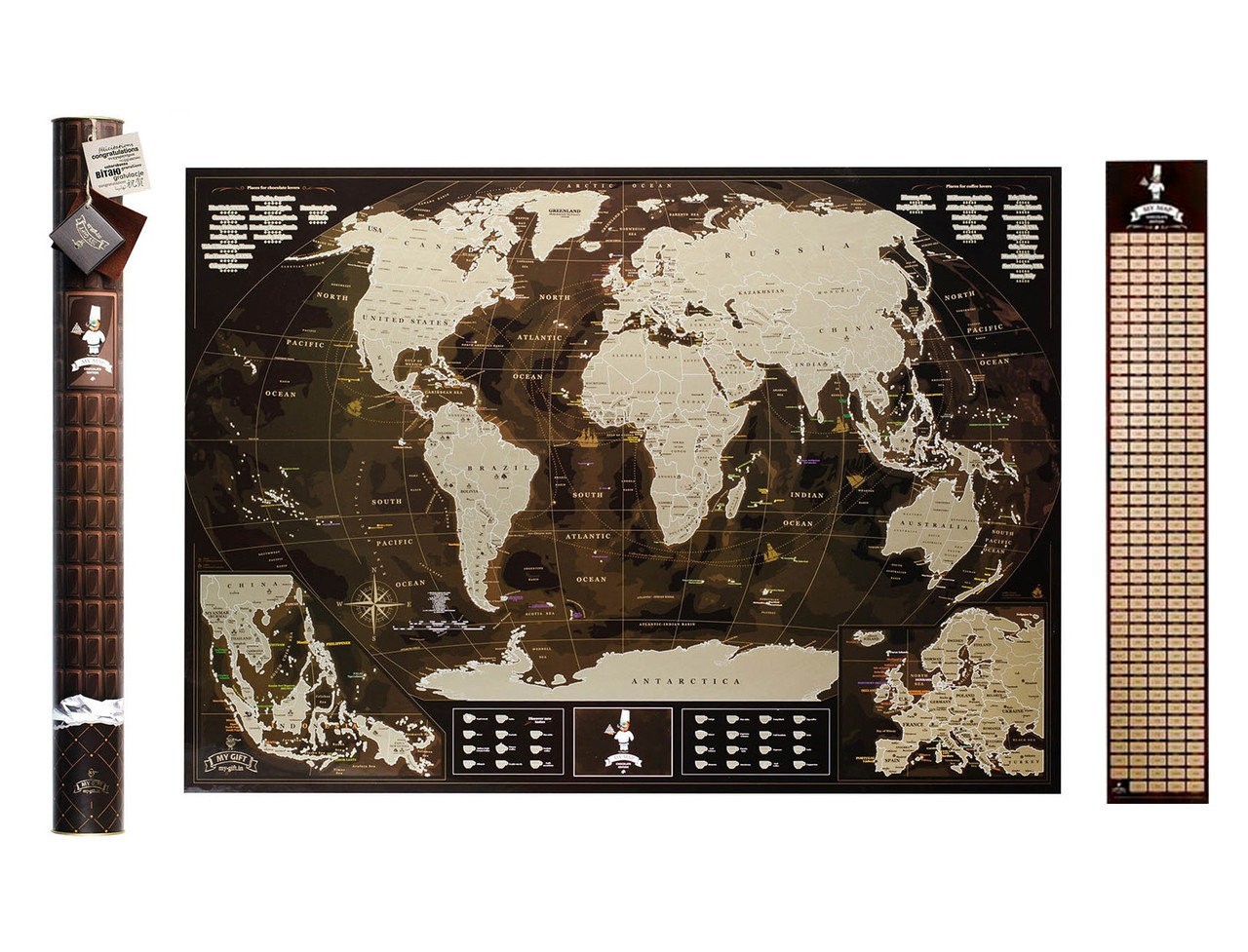 

Скретч карта мира My Map Chocolate edition в тубусе 88х63 см