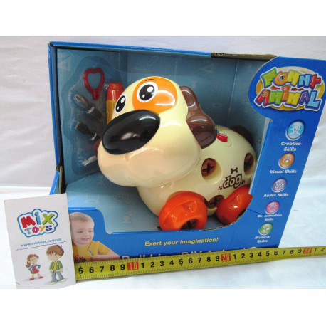 

Игрушка собака-конструктор, музыка, развивающий, 24-18см (628D)