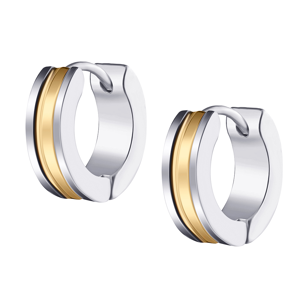 

Серьги-кольца Стальной проем DiaDemaGrand Серебряный с золотым (101694-15-8)