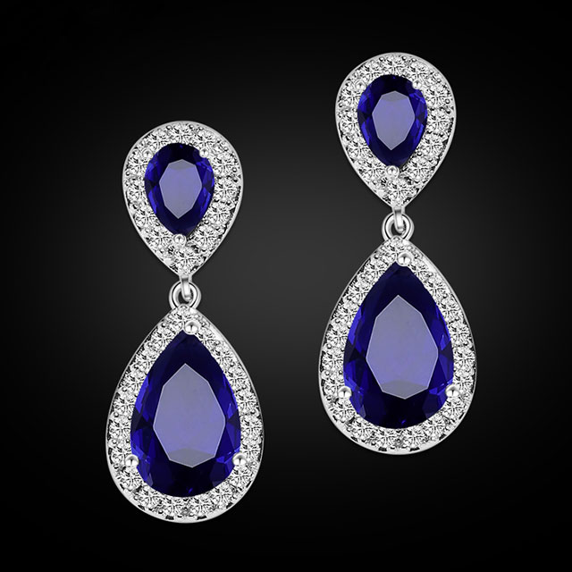 

Свадебные серьги Капельки DiaDemaGrand Серебряный с синим камнем (041656-15-17)