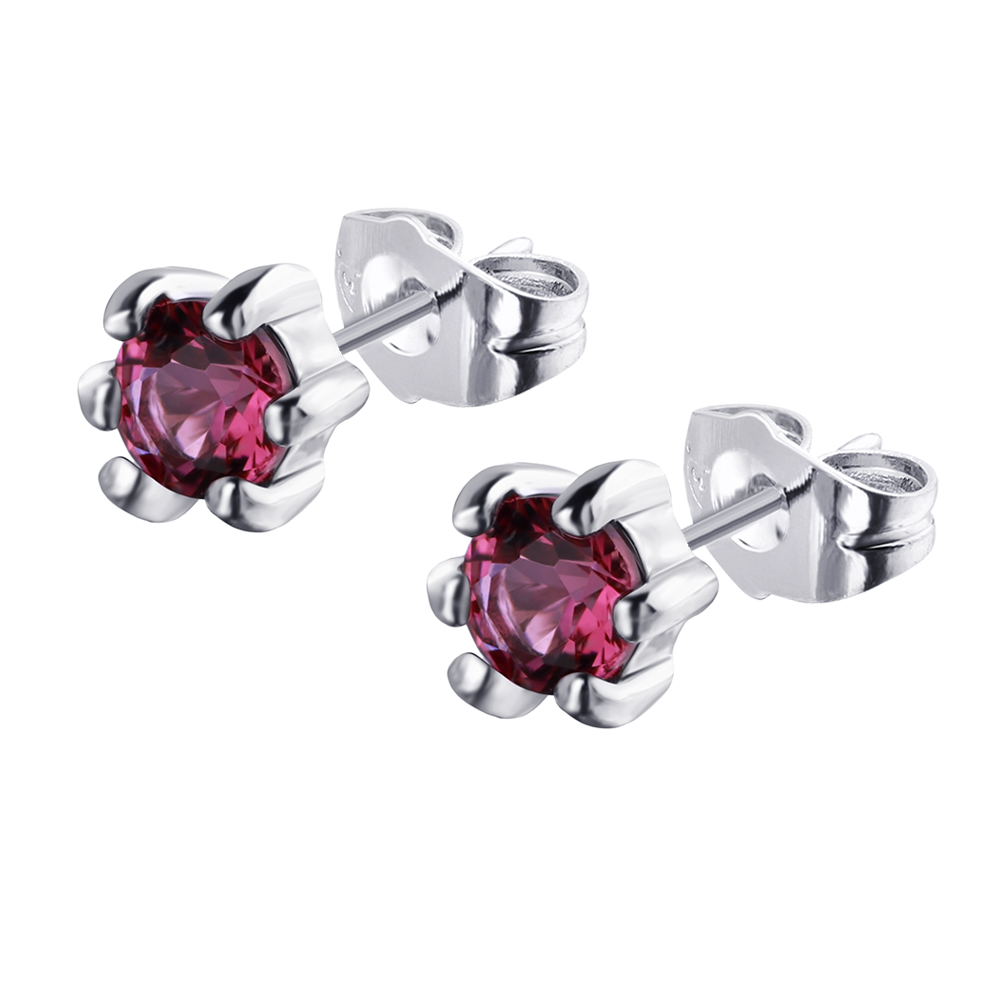 

Серьги-пусеты Искринка DiaDemaGrand Серебряный с розовым камнем (0518123-15-14)