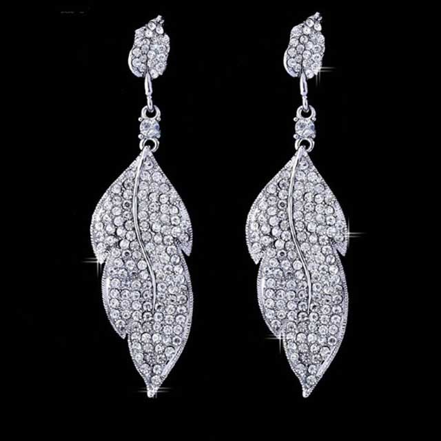 

Серьги Кристальные листочки DiaDemaGrand Серебряный с белым камнем (081543-15-2)