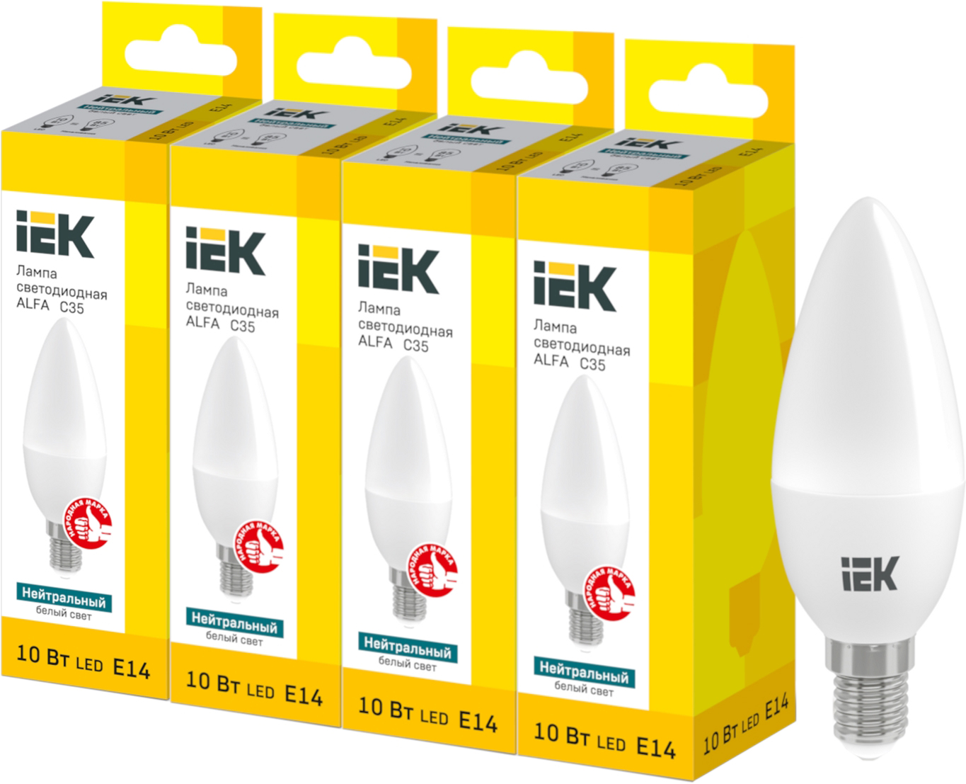 

Светодиодная лампа IEK ALFA C35 10W 4000К E14 230V 4шт (LLA-C35-10-230-40-E14X4)