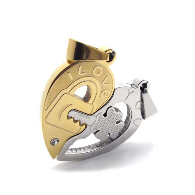 

Парные кулоны Замок для сердца DiaDemaGrand Серебряный с золотым (klkt035502-15-8)
