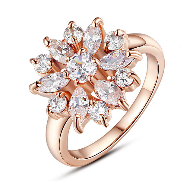 

Женское кольцо Алмазный цветок DiaDemaGrand 16 размер Розовое золото с белым камнем (0416189-8-2-16)