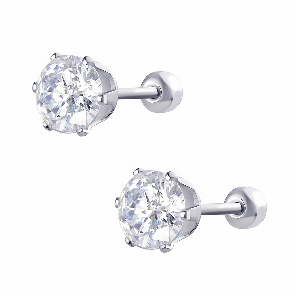 

Серьги Зажатый камень DiaDemaGrand Серебряный с белым камнем (091959-15-2)