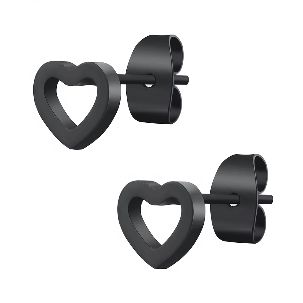 

Серьги пуссеты Сквозное сердце DiaDemaGrand Черный (091973-19)