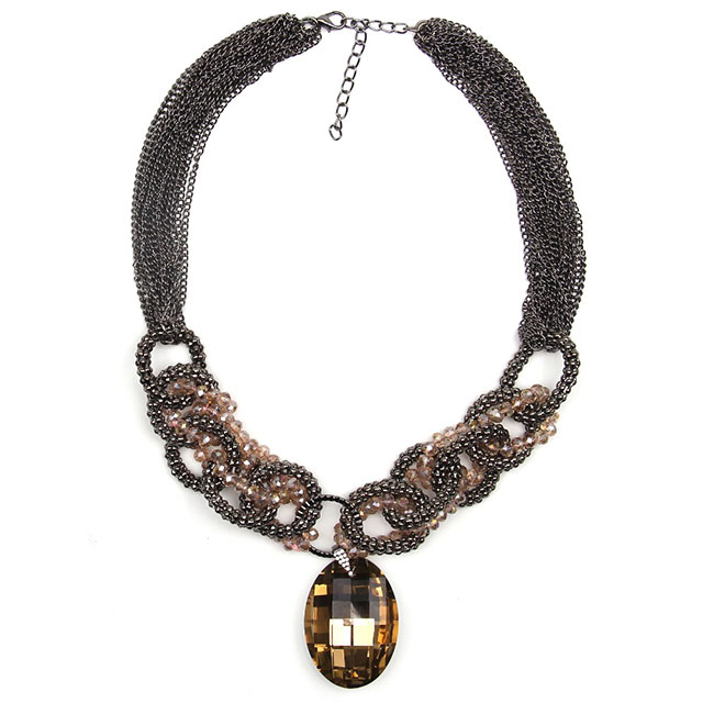 

Колье Большой кристалл DiaDemaGrand Серый с золотым камнем (011609-16-8)