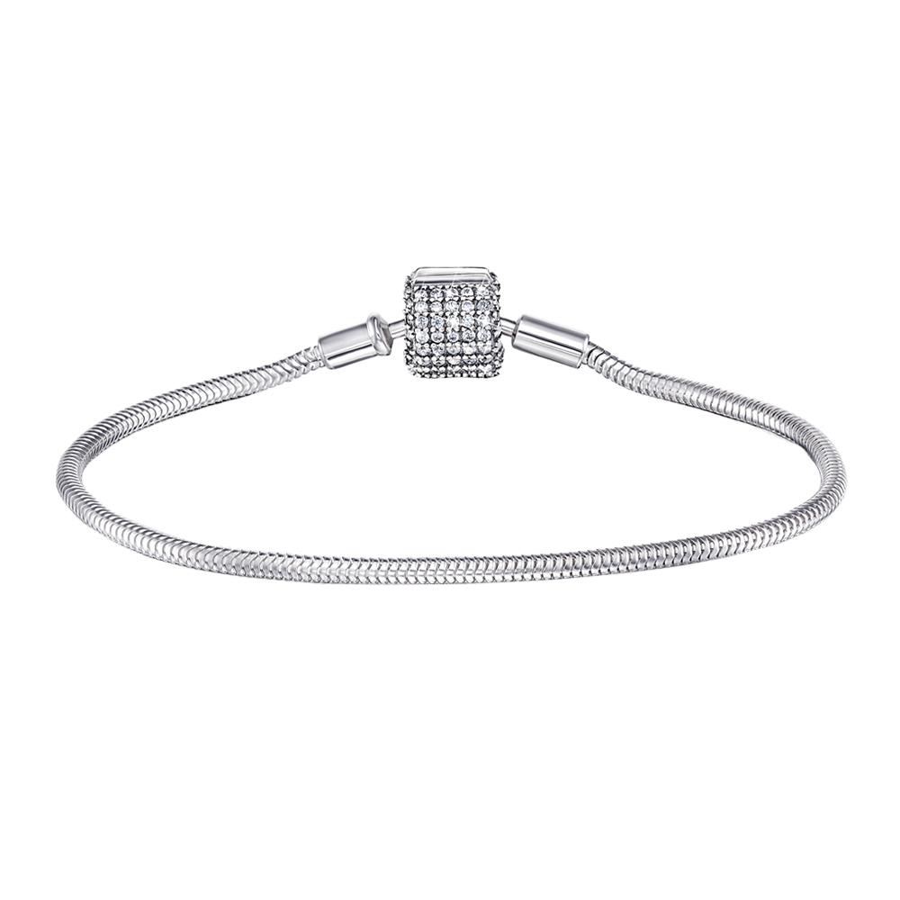 

Серебряный браслет для шармов с фианитами 000138494 15.5 размера