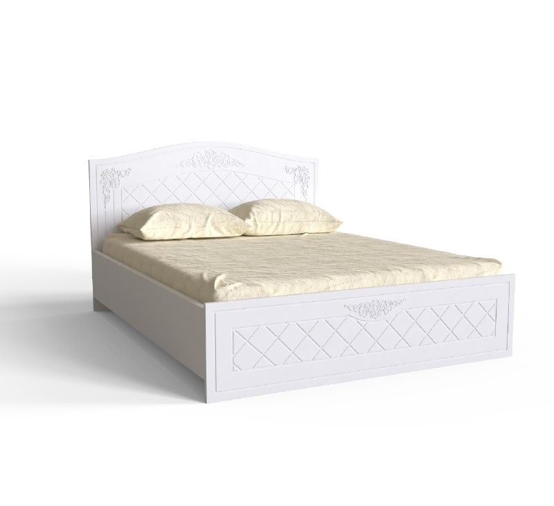 

Кровать двуспальная Amelie 160x200 ЛДСП аляска/МДФ белый суперматовый Artinhead (без матраса)