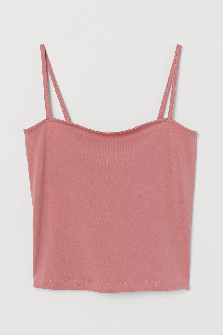 

Короткая трикотажная майка H&M  Винтажный розовый, Короткая трикотажная майка H&M S Винтажный розовый