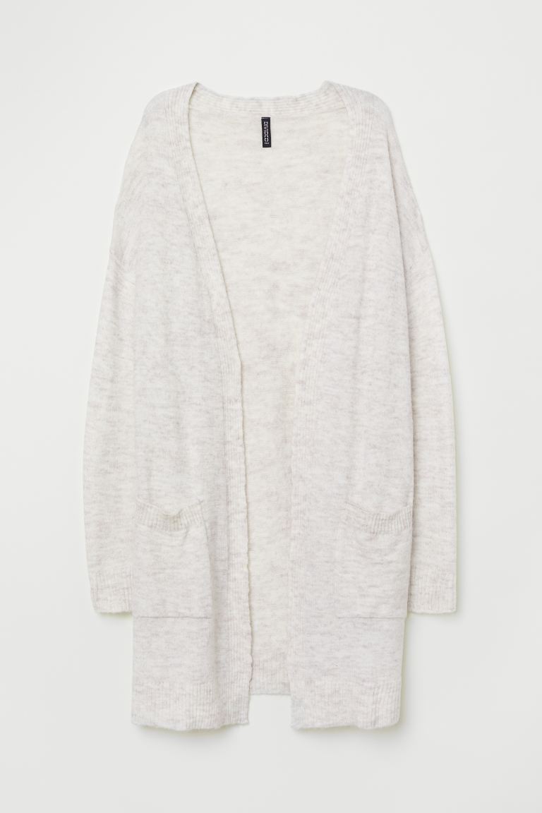 

Вязаный кардиган H&M  Светло-бежевый меланж, Вязаный кардиган H&M XL Светло-бежевый меланж