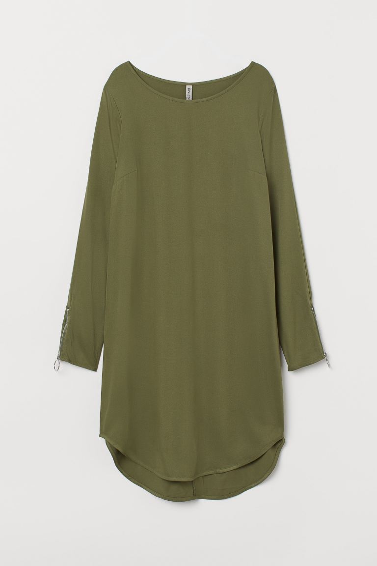 

Короткое платье из вискозы H&M 42 Зеленый хаки