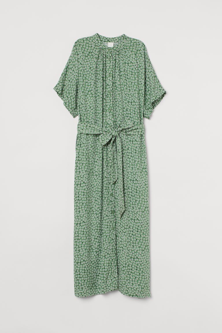 

Платье с поясом H&M XL Зеленый/Цветы