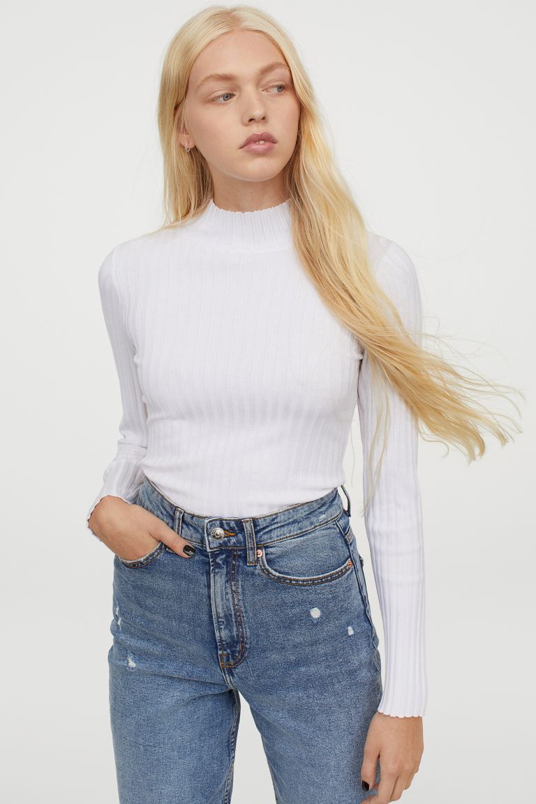 

Рельефный джемпер водолазка H&M  Белый, Рельефный джемпер водолазка H&M S Белый