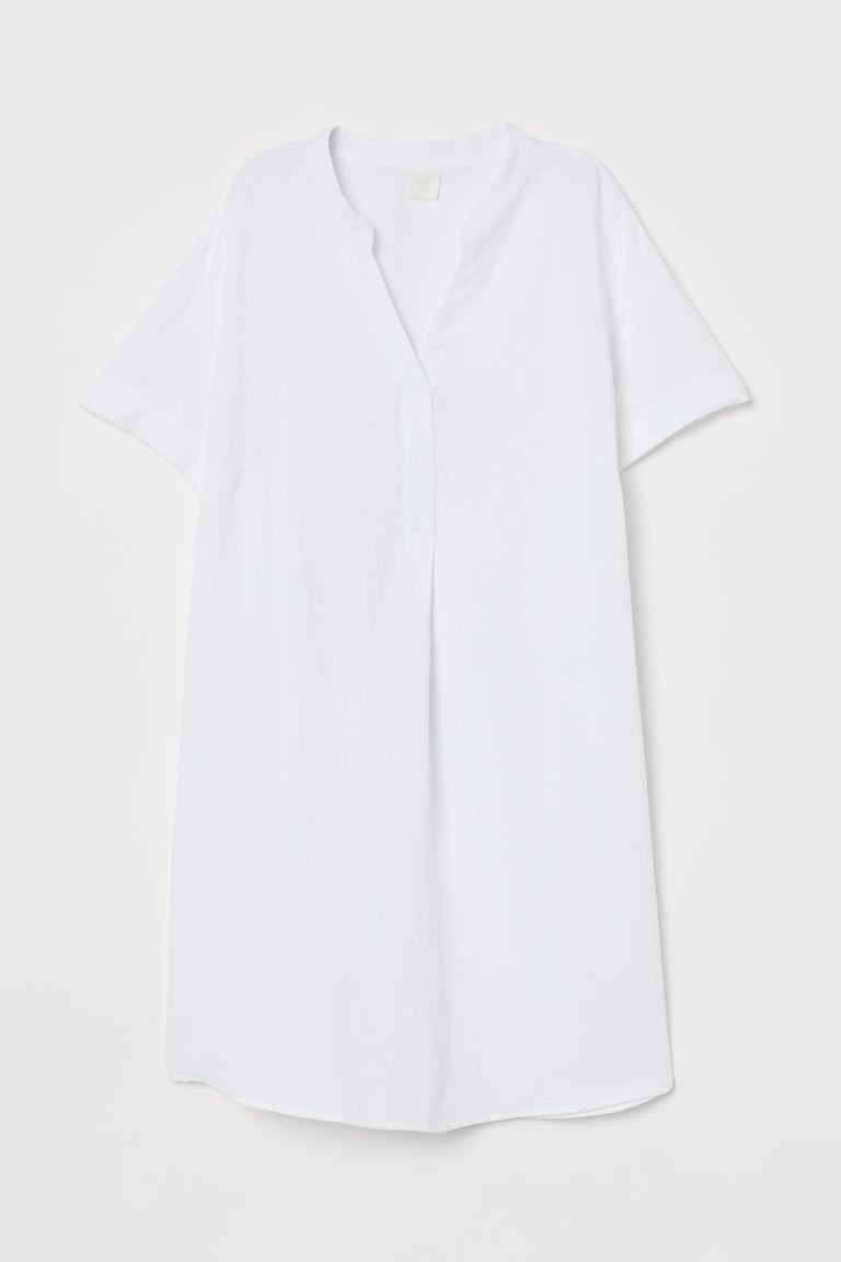 

Платье с треугольным вырезом H&M M Белый/Смесовый лен
