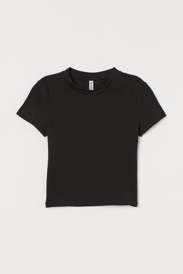 

Короткая футболка H&M  Черный, Короткая футболка H&M XS Черный