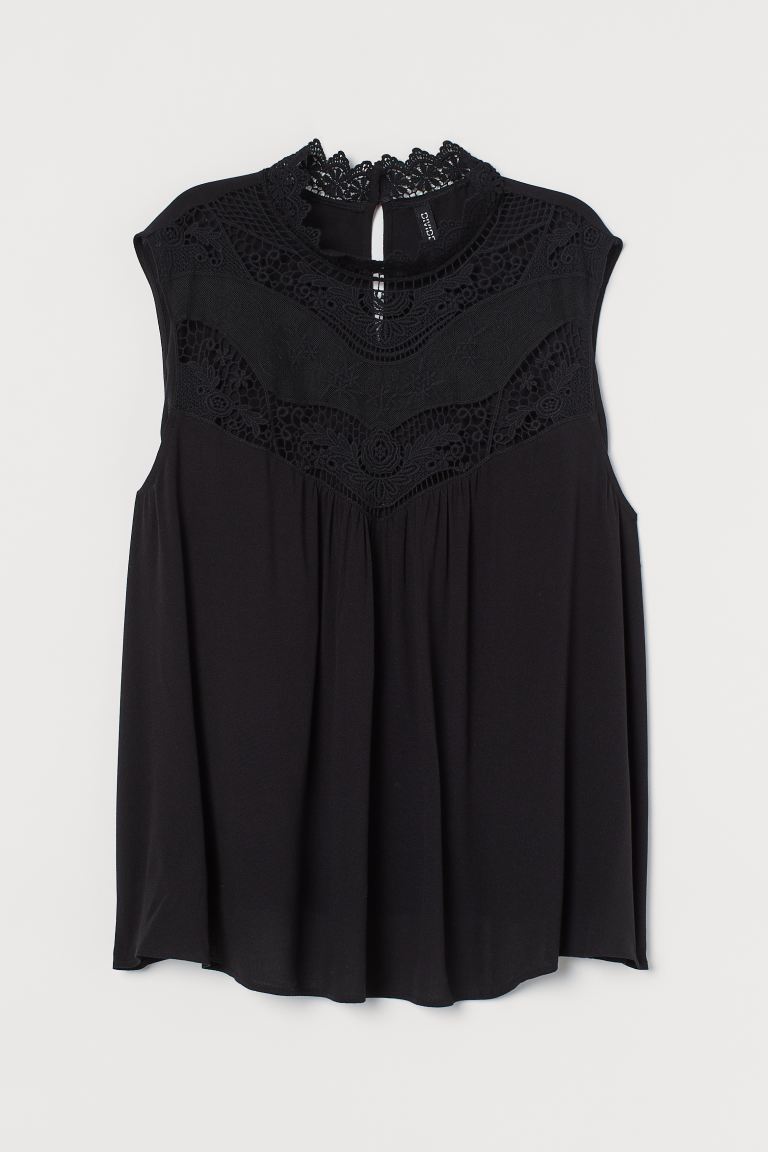 

H&M+ Блузка с кружевом H&M+  Черный, H&M+ Блузка с кружевом H&M+ XL Черный