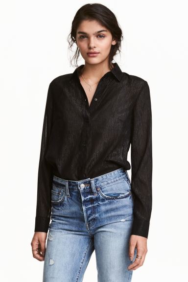 

Блузка с длинным рукавом H&M  Черный/Блестки, Блузка с длинным рукавом H&M 36 Черный/Блестки