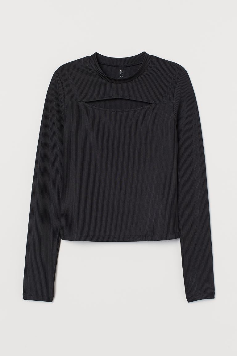 

Топ из рельефного трикотажа H&M  Черный, Топ из рельефного трикотажа H&M S Черный