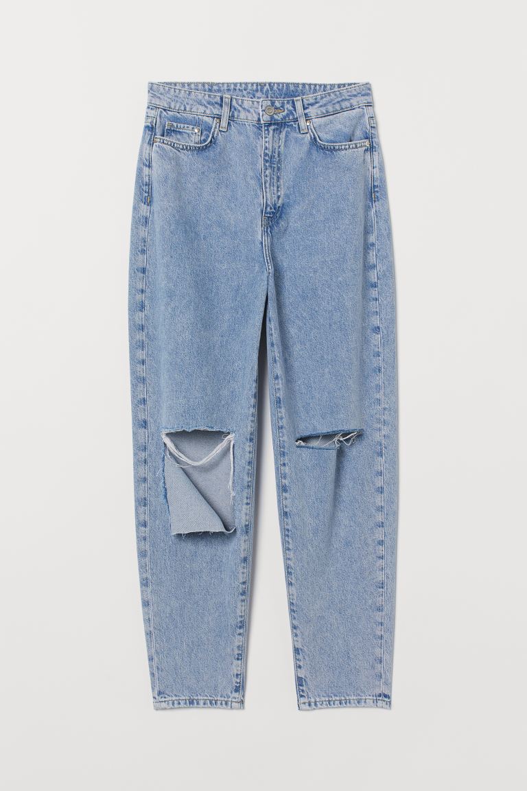 

Джинсы Mom Loose-fit UltraHigh H&M  Голубой деним/Trashed, Джинсы Mom Loose-fit UltraHigh H&M 34 Голубой деним/Trashed