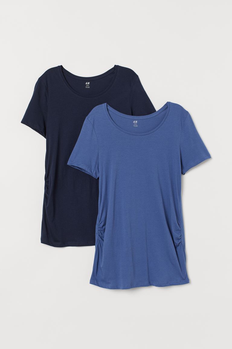 

МАМА 2 футболки из хлопка H&M M Синий/Темно-синий