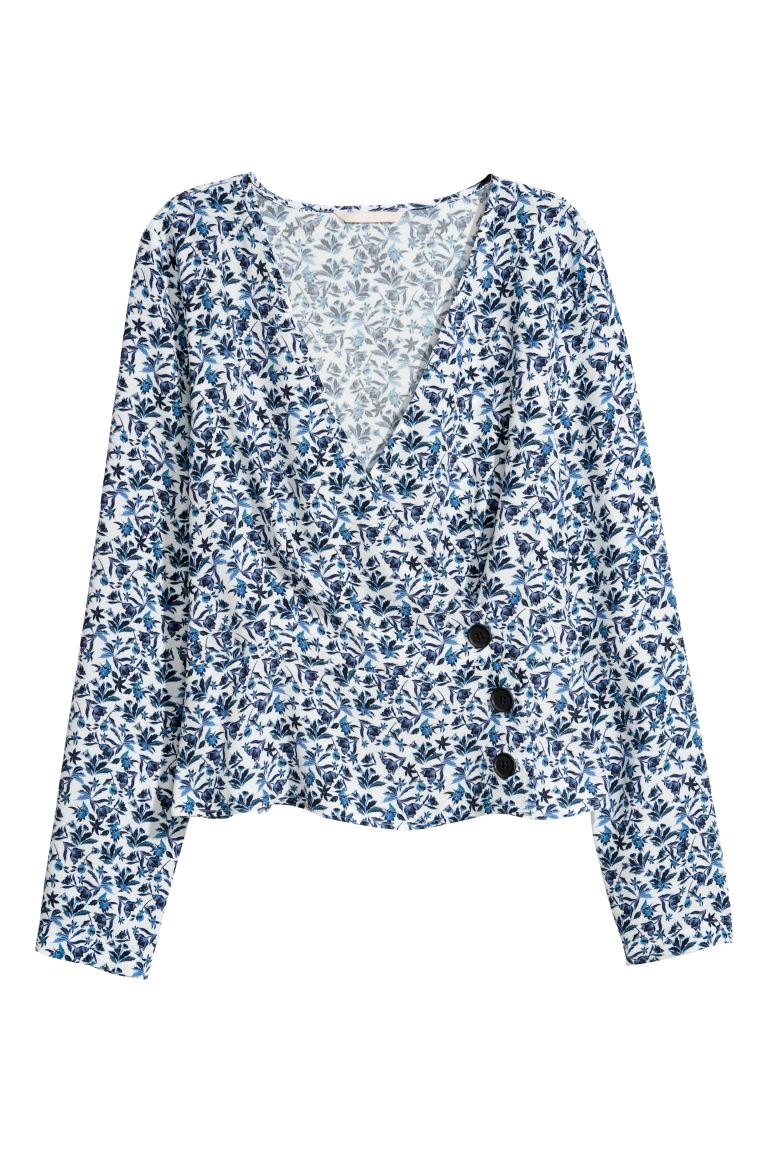 

Блузка с рисунком H&M  Белый/Синие цветы, Блузка с рисунком H&M 34 Белый/Синие цветы