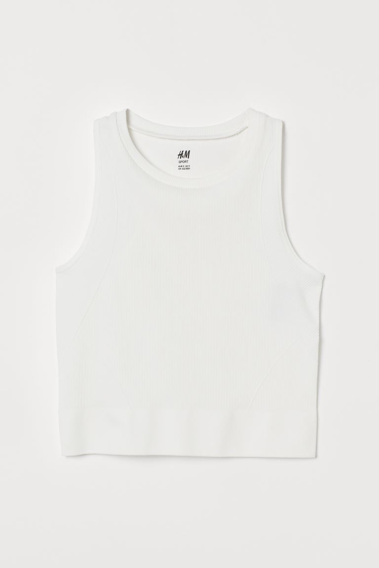 

Бесшовный спортивный топ H&M  Белый, Бесшовный спортивный топ H&M XL Белый
