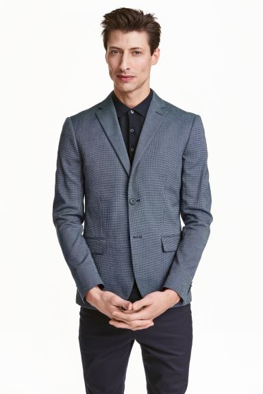 

Пиджак из хлопка премиум H&M  Темно-синий, Пиджак из хлопка премиум H&M 46 Темно-синий