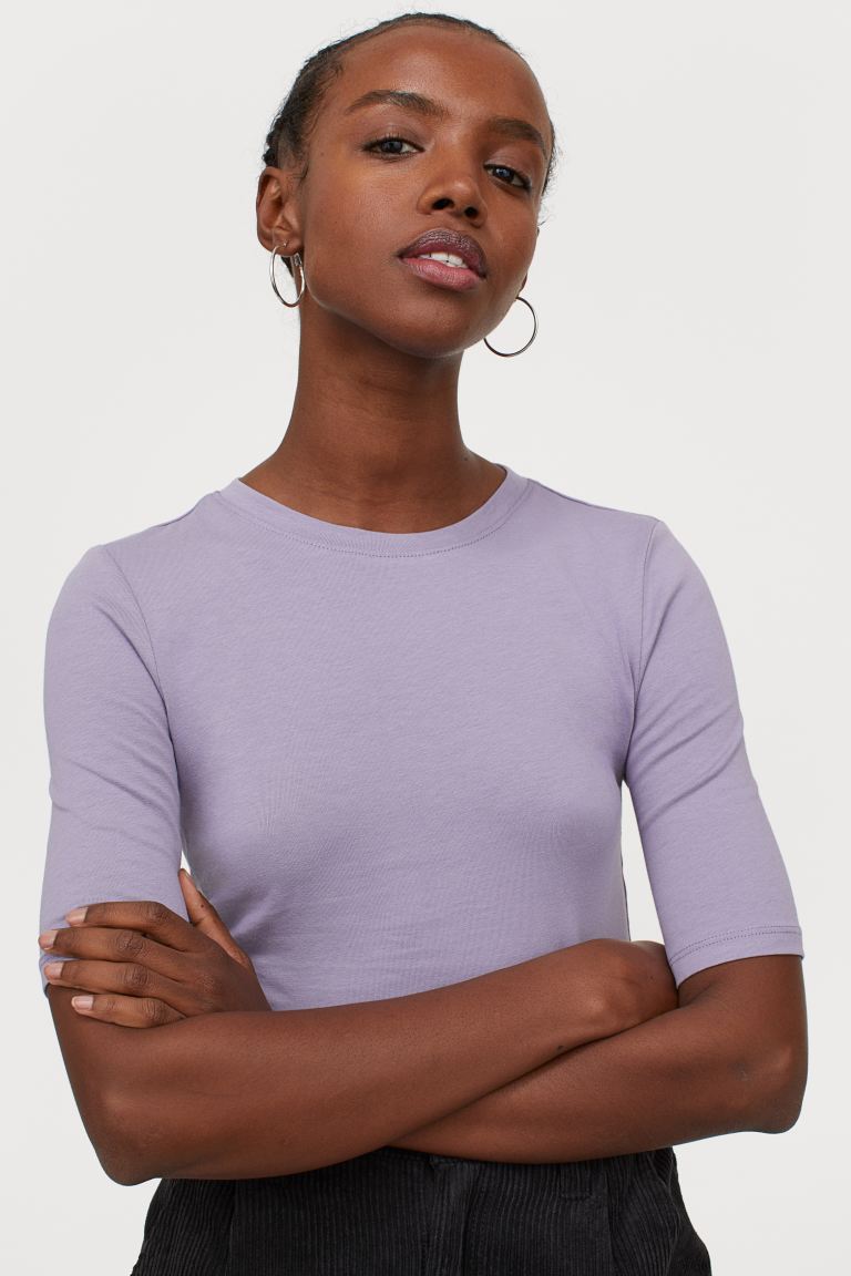 

Трикотажный топ из хлопка H&M S Лавандовый
