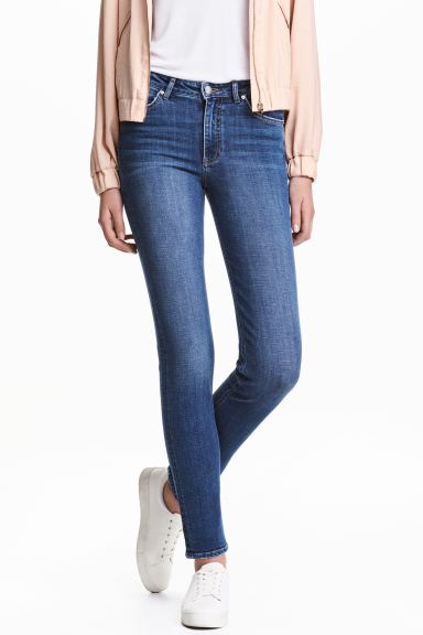 

Slim Regular Jeans H&M  Голубой деним/Поношенный, Slim Regular Jeans H&M 38 Голубой деним/Поношенный