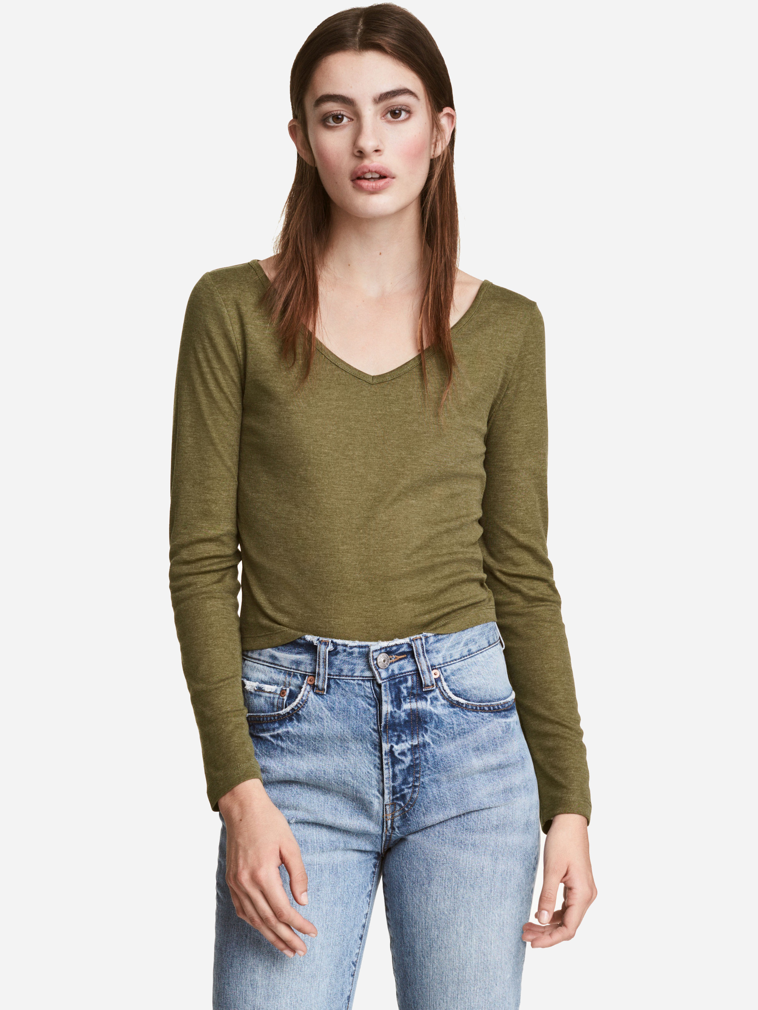 

Лонгслив H&M 4276235-ABTE M Болотный