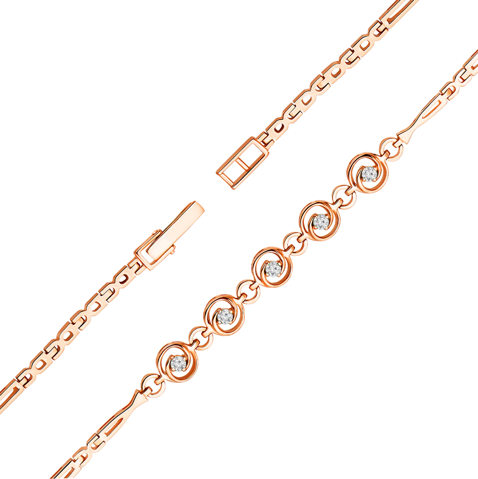 

Браслет из красного золота с бриллиантами 000137557 18 размера