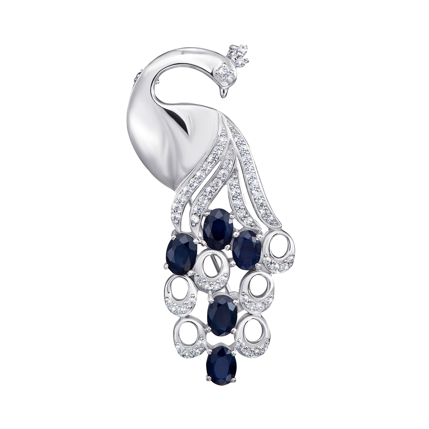 

Серебряная брошь с сапфирами и фианитами 000133268