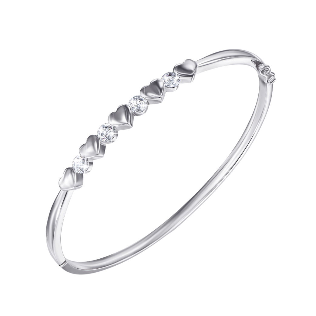 

Серебряный жесткий браслет с фианитами 000123499 б/р размера