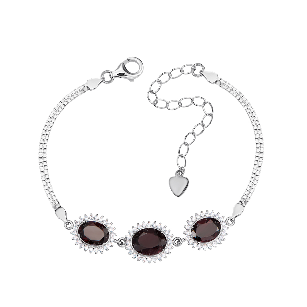 

Серебряный браслет с гранатами и фианитами 000133821 16.5 размера