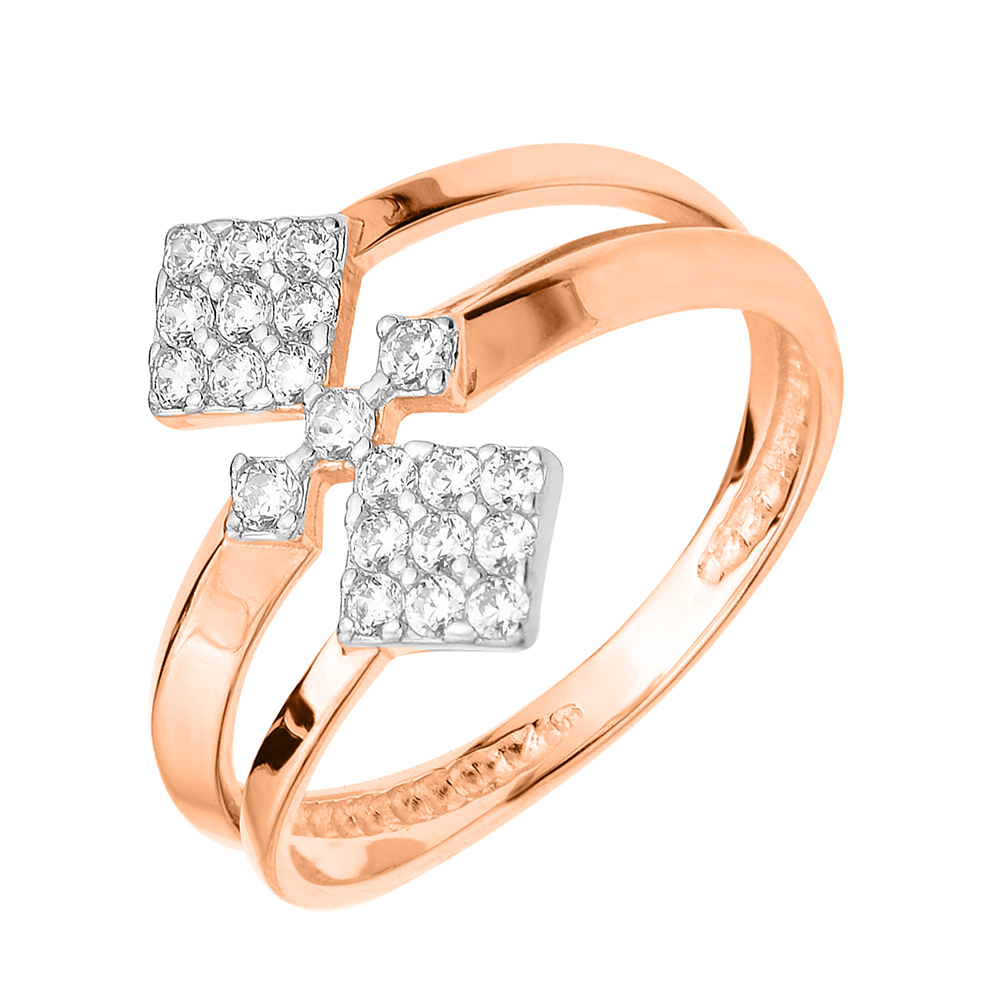 

Золотое кольцо Корделия в комбинированном цвете с фианитами 000130135 16.5 размера